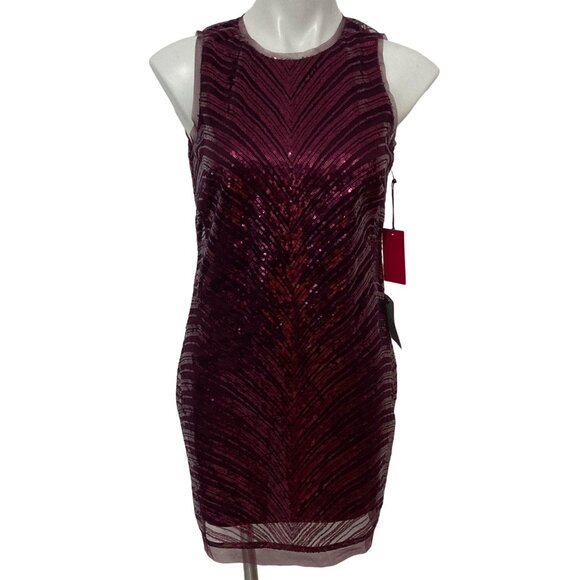 Vince Camuto burgundy sequin mini dress size 6 - Picture 2 of 8